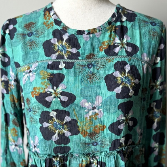 Knox Rose | Long-Sleeve Tiered Floral Dress | Teal | XS - Picture 2 of 6